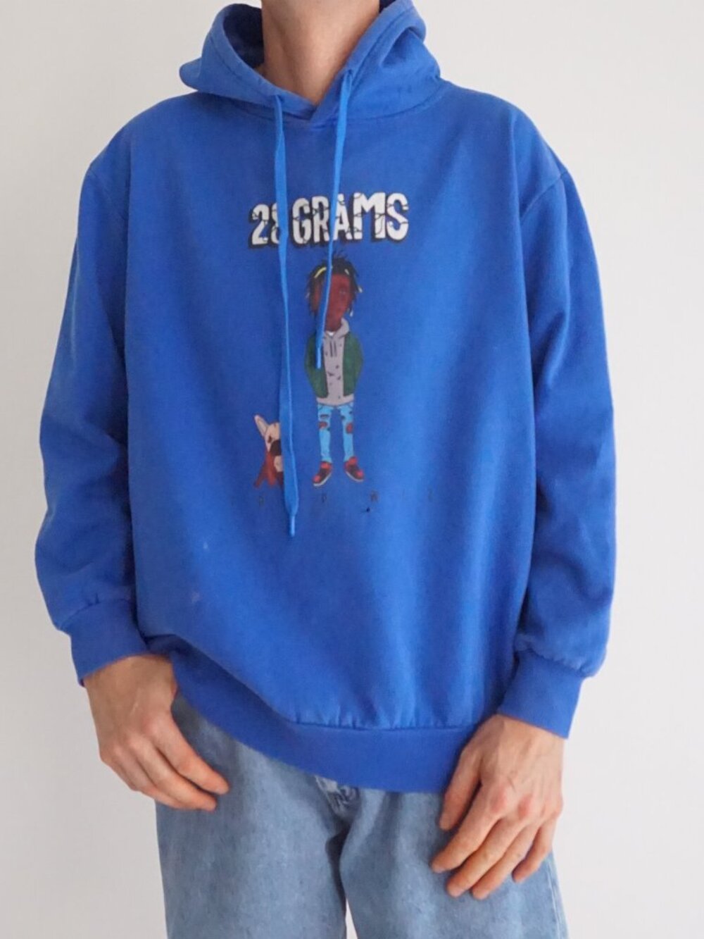 Wiz Khalifa 28 Grams Mixtape Merch Cartoon Character Dog Art mid-2010 Sweater M